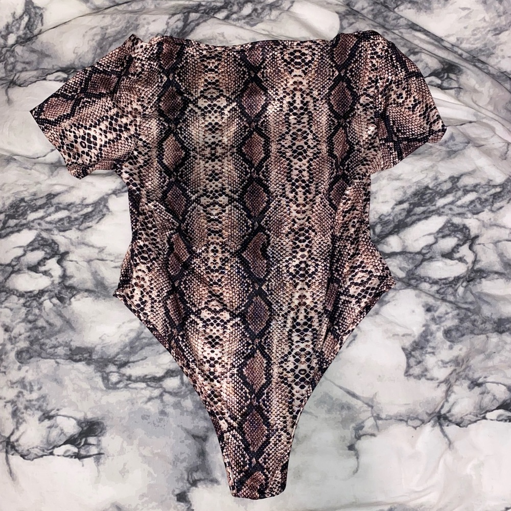 SHEIN Snakeskin Print Tee Bodysuit